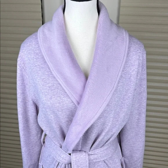 Kirkland Signature Robe Lilac Purple Fleece Lined Housecoat Pajamas Women's Sz M - Picture 4 of 14